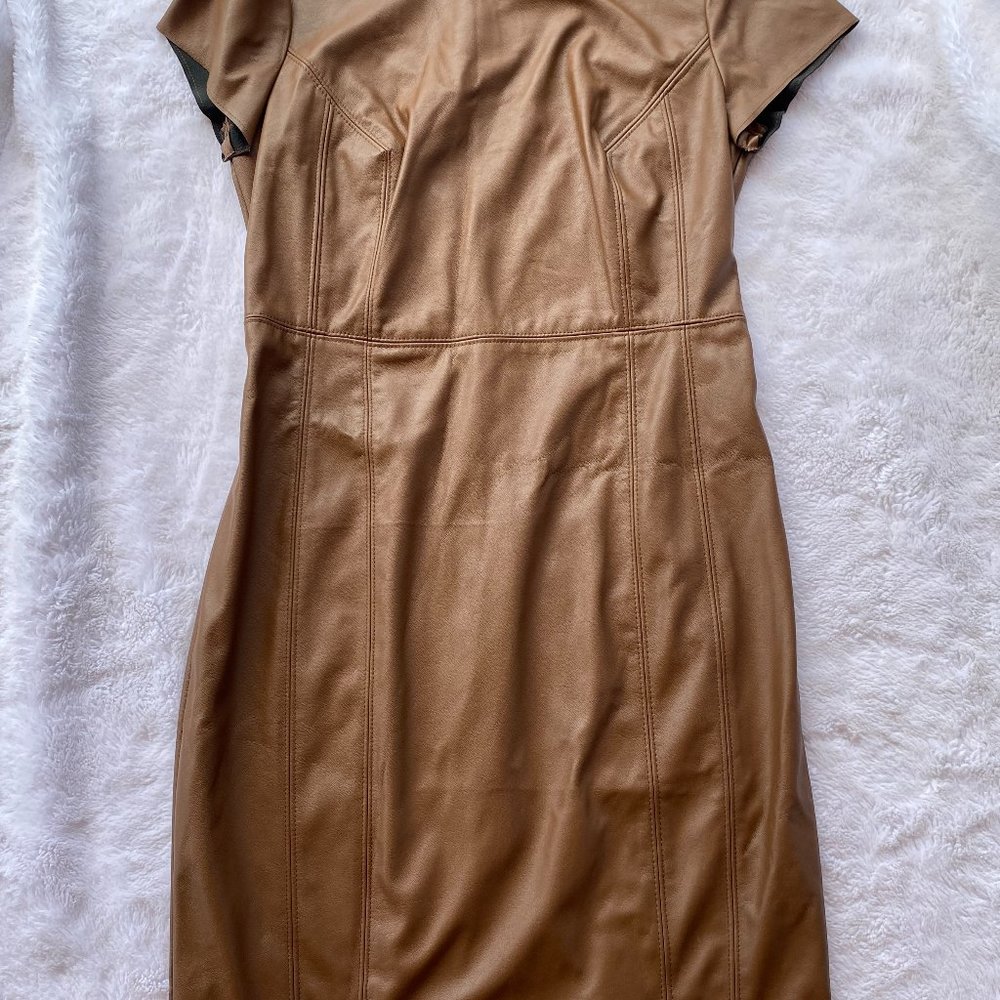 INC International Concepts Faux Leather Dress.  Size 8.  Tan Color